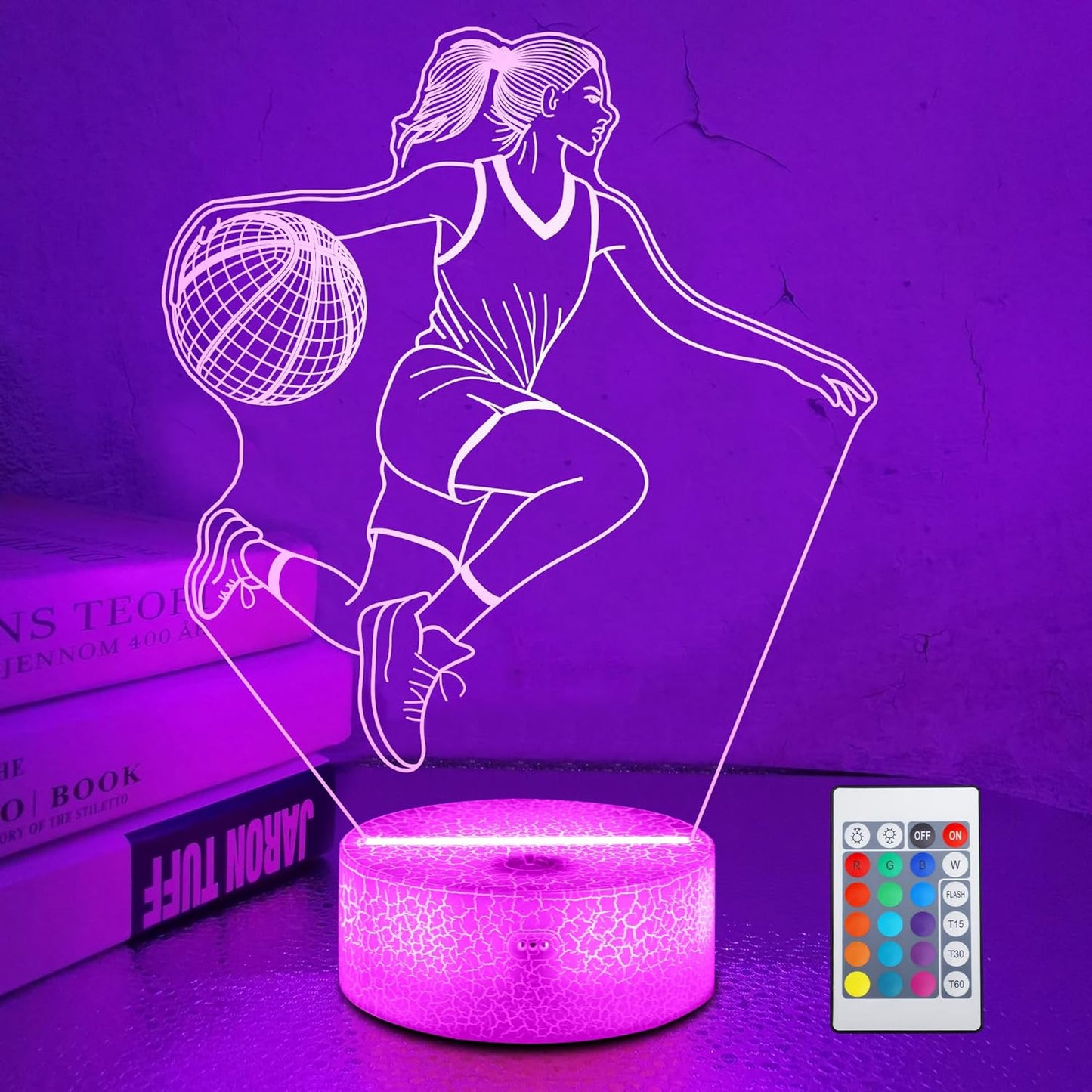 Basketball Gifts for Girls, Light Up Basketball Night Light 3D Illusion Lamp with 16 Colors Remote Control, Basket ball Accessories Stuff for Girls Women Best Friends Sister Birthday Xmas Gifts