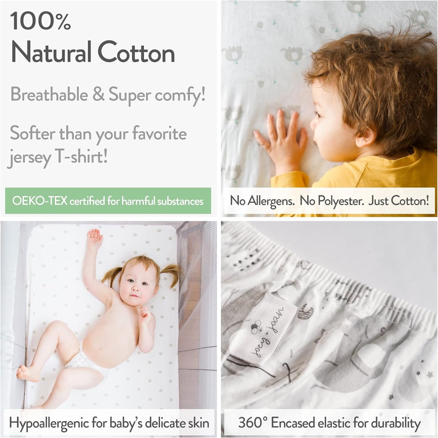 Bassinet Fitted Sheets for Baby Beside Dreamer Bedside Sleeper and Chicco Next2Me – Fits 20 x 33 Mattress – Snuggly Soft Jersey Cotton – Grey – 2 Pack