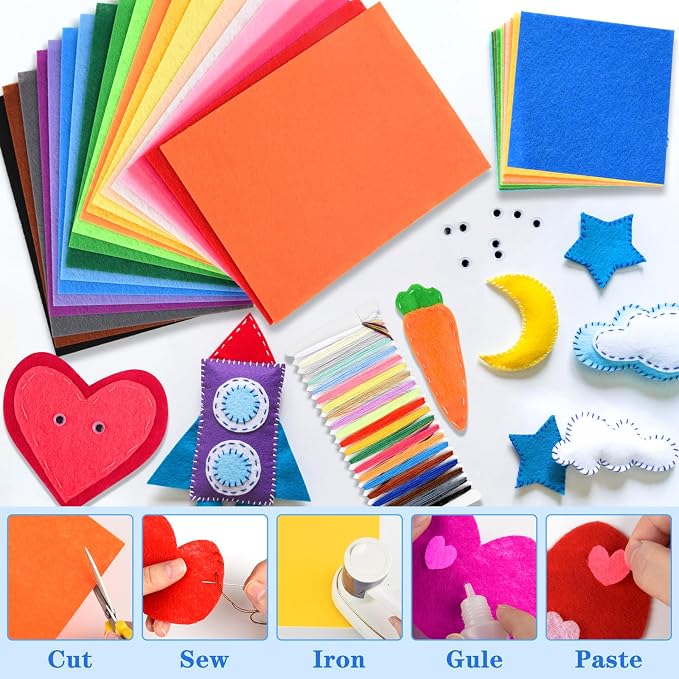NEBURORA 80PCS Felt Fabric Sheets Craft Kit