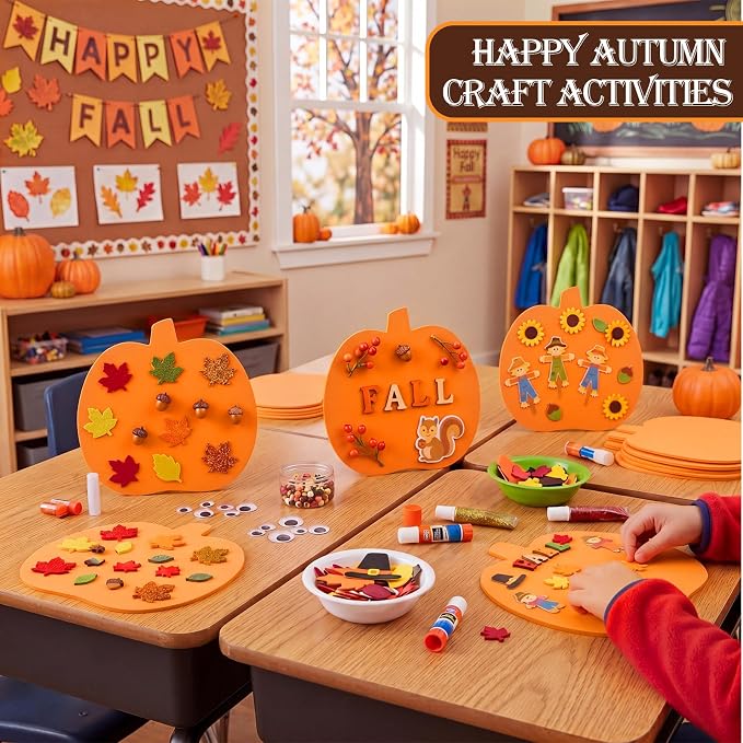 Ireer 48 Pcs Large Foam Pumpkin Cutouts 6 Inch Halloween Crafts Cutouts Fall