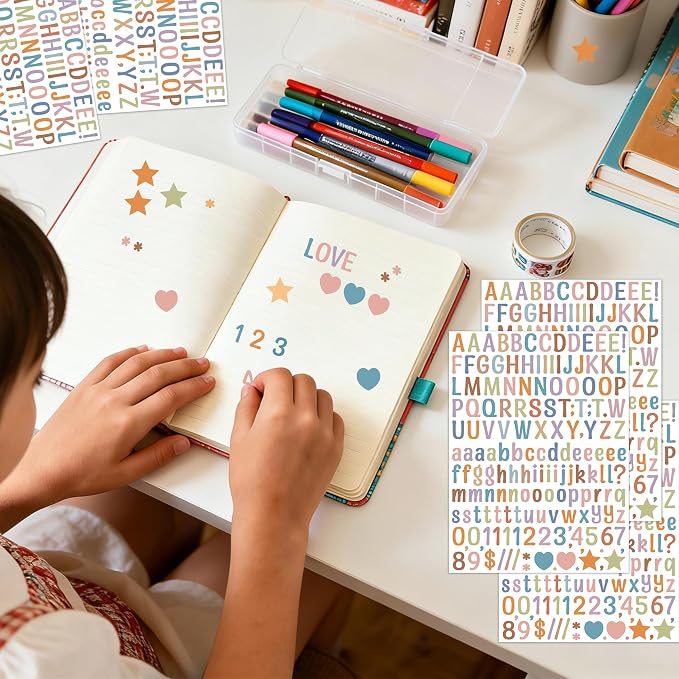 Letter Stickers 0.5 inch, Self-Adhesive Vinyl Waterproof ABC Letter Stickers