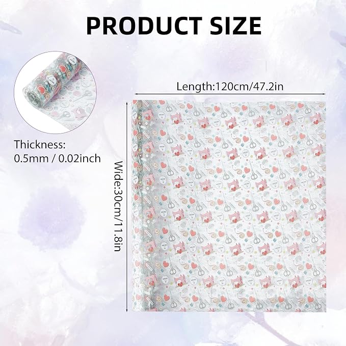 Printed TPU Jelly Faux Leather Fabrics, 11.8 x 47.2 Inch Clear TPU Vinyl Sheets