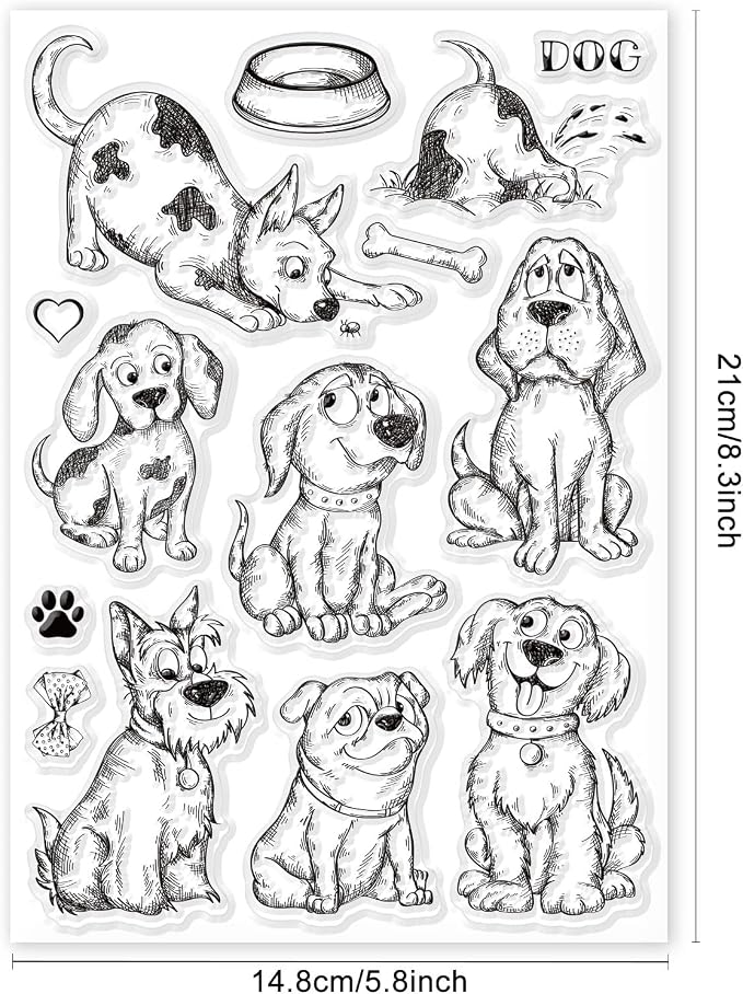 GLOBLELAND Cartton Dogs Clear Stamps