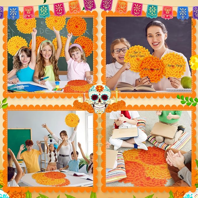Taobary 24 Pcs 7.09'' Fiesta Flower Cutouts Classroom Bulletin Board