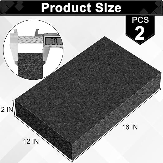 ToLanbbt Polyurethane Foam Sheets, 2P 16 x 12 x 2 Inch Cuttable Tool Box Case
