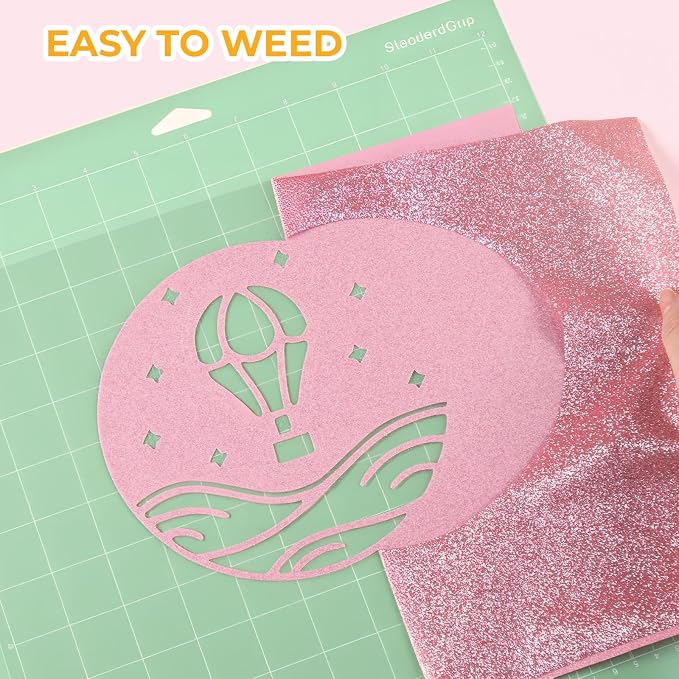 HTVRONT Pink Glitter HTV Vinyl- 10” x 5ft Pink Glitter Iron On Vinyl | Pink