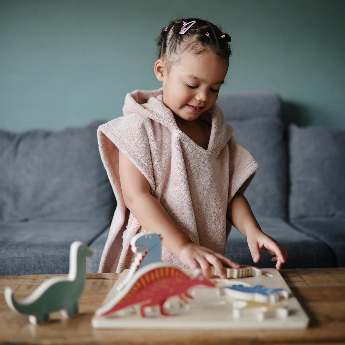 mushie Poncho Towel for Toddlers and Kids (Blush) | Organic Terry Cotton | Ages 1-3 Years
