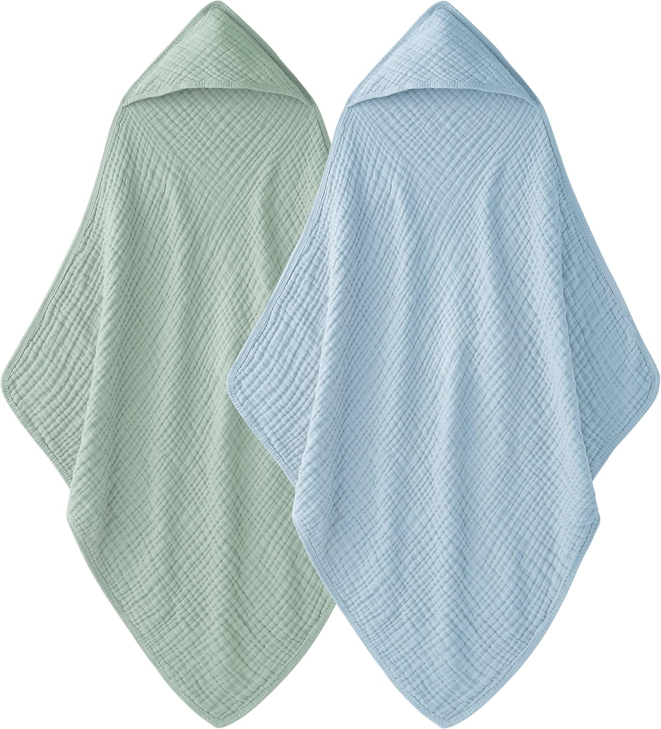 Hooded Baby Towels for Newborn - 2 Pack, 100% Muslin Cotton, Baby Bath Towels with Hood, Soft and Absorbent for Boys, Girls Infant, Toddler and Kids, Large 32x32 Inches, Newborn Essential