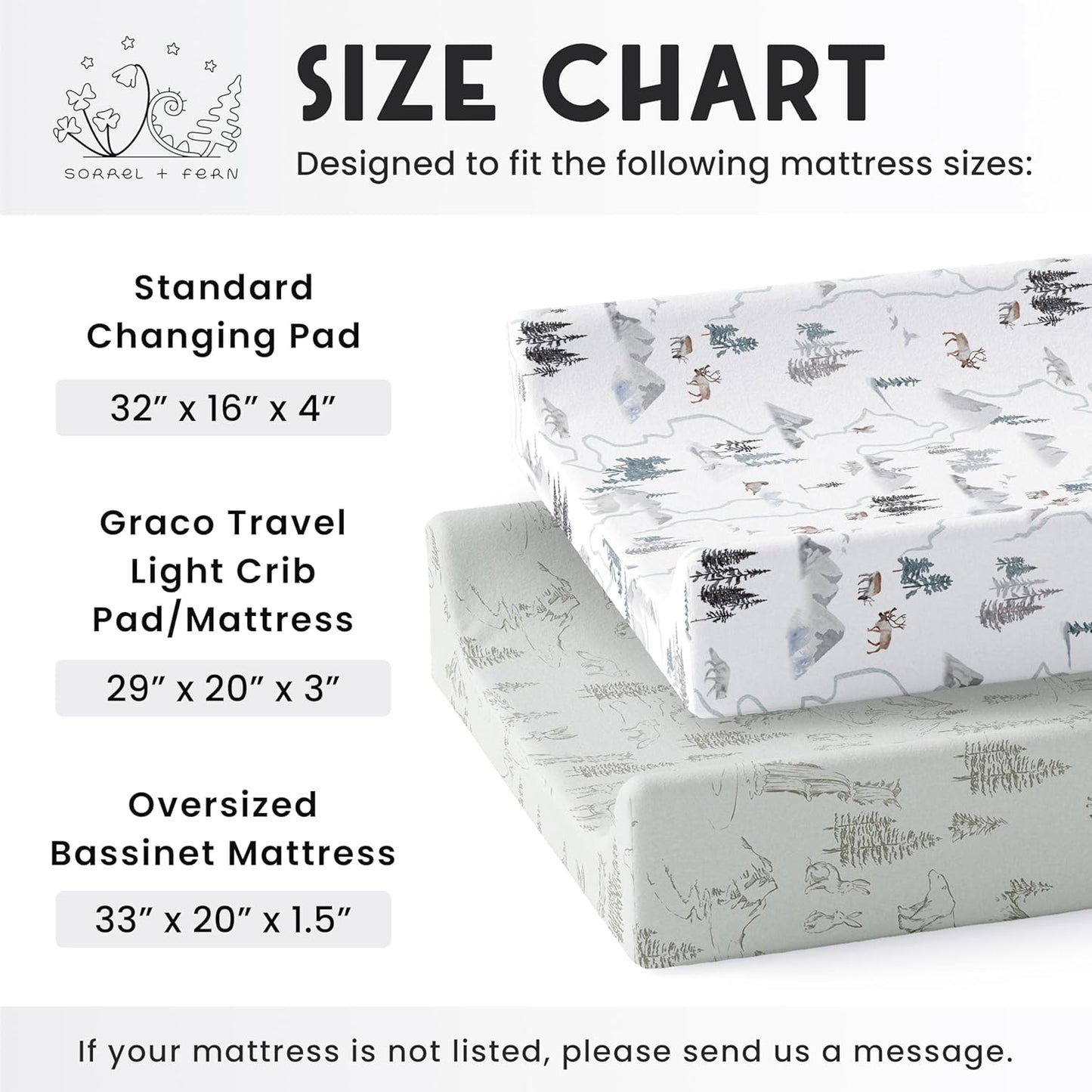 Sorrel + Fern Baby Changing Pad Cover 2-Pack for Boys, Girls (Arctic Journey) - Premium Fitted Sheets Baby Diaper Changing Table Cover - Buttery Soft Cotton Blend