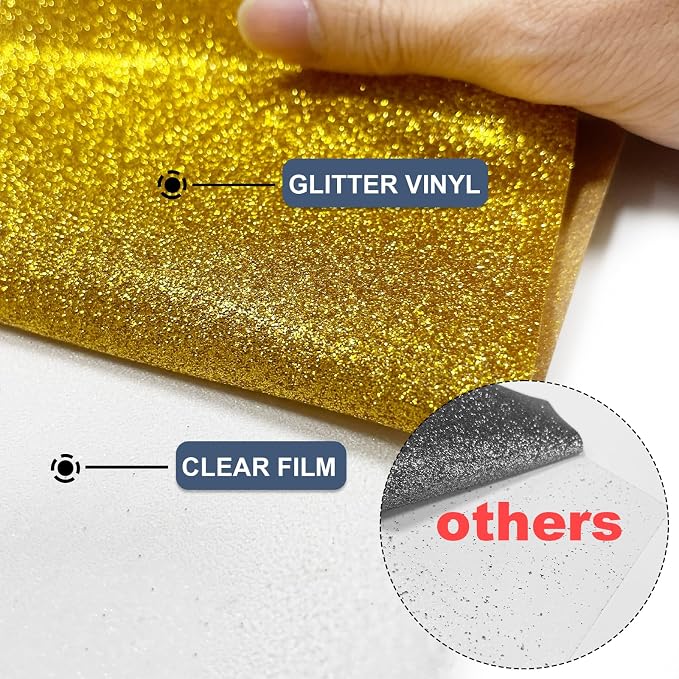 Gold Glitter Heat Transfer Vinyl 12" x 8 ft HTV