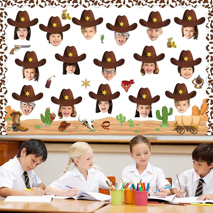 gisgfim 80Pcs Western Cutouts Wild West Cowboy Cowgirl Hat Decorations Bulletin