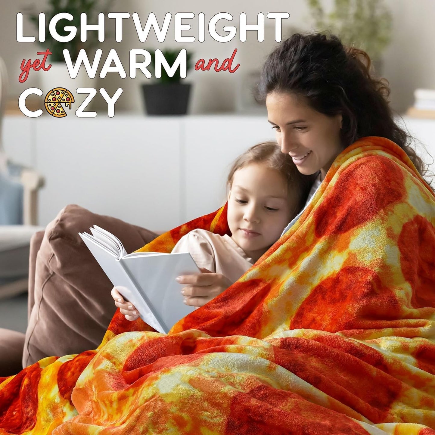 Zulay Pepperoni Pizza Blanket - Novelty Big Pizza Blanket Adult and Kids - Premium Soft Flannel Round Pepperoni Blanket for Indoors, Outdoors, Travel, Home and More, 285 GSM - 80 Inches