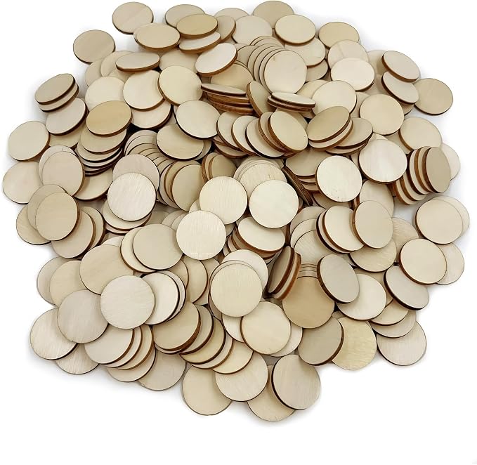 300 Pcs Unfinished Wood Circle Round Disc Blank Natural Wooden Cutout Ornaments