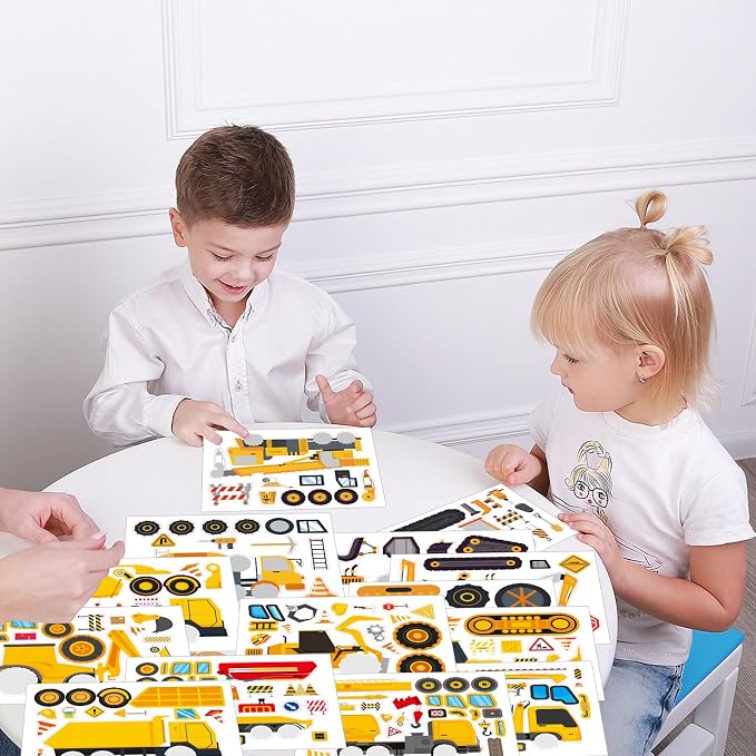 42 Sheets Create Construction Vehicles of Dreams Stickers, Make Your Own Sticker