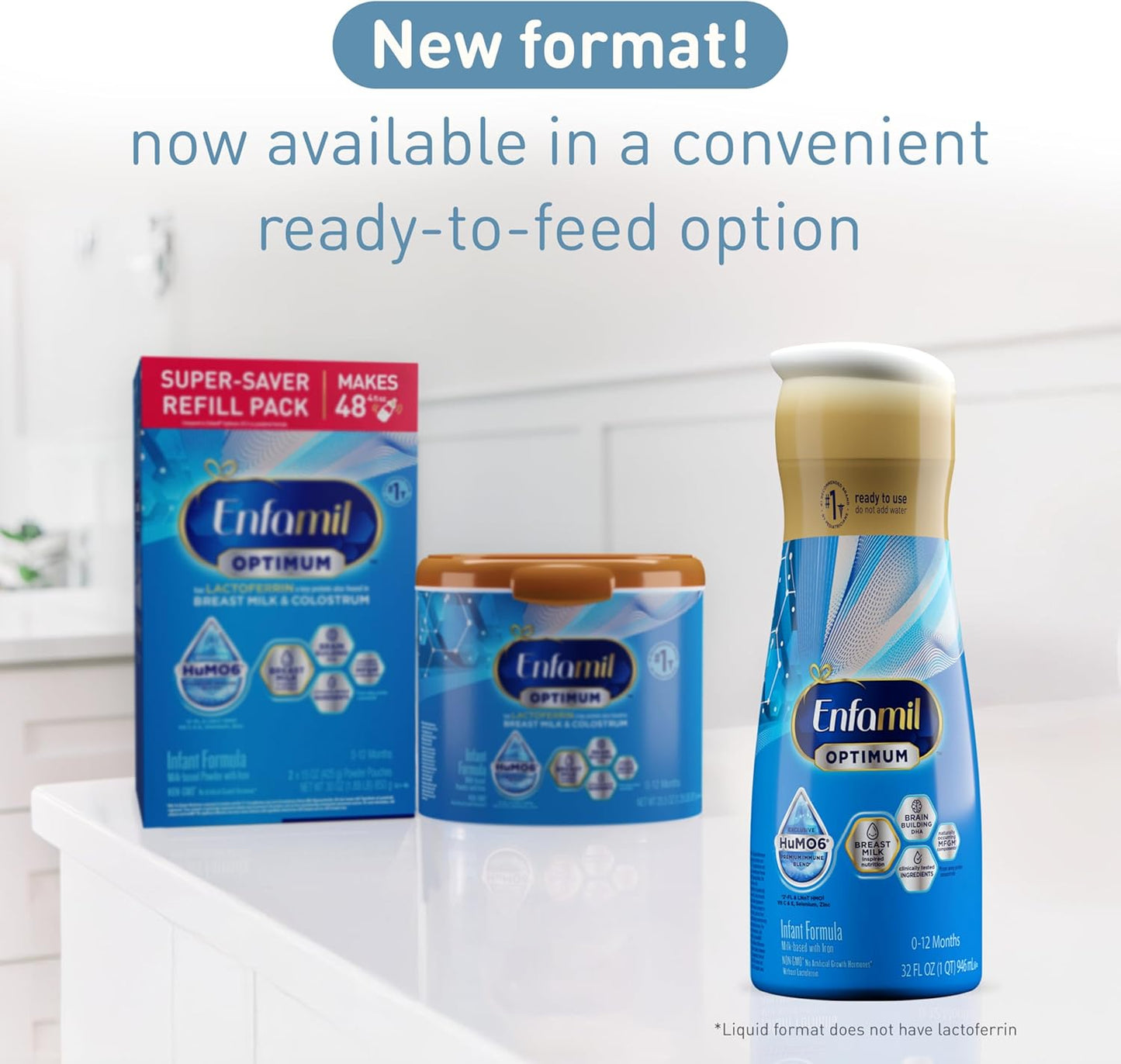 Enfamil Optimum (Enspire) Ready-to-Feed Baby Formula, Our Closest to Breast Milk, Brain-Building DHA, 32 Fl Oz
