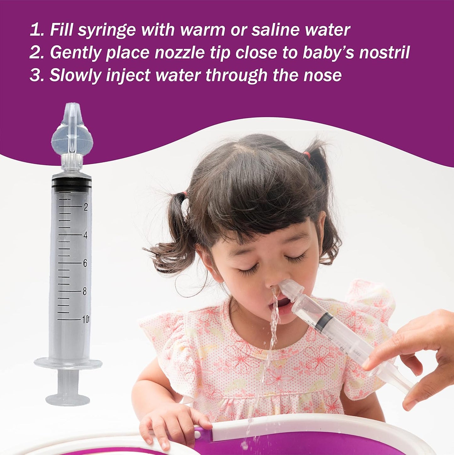 Nasal Aspirator for Baby | Baby Nasal Syringe Irrigator | Disposable Infant Nose Cleaner | Professional Portable Rinsing Nasay Spray - BPA Free Silicon Tips by NAUSH (2 Syringes)