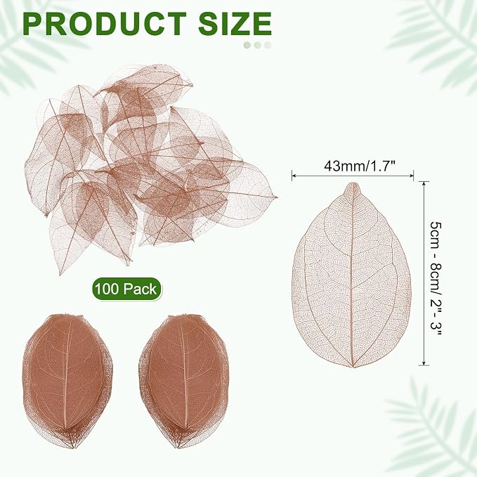 uxcell 100 Pcs Dark Coffee Skeleton Leaves