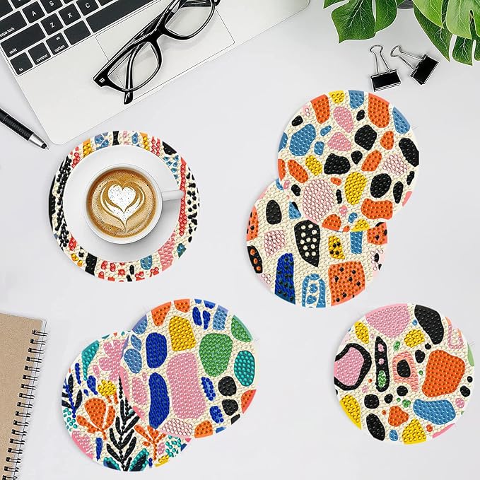 EWJRNSF 8 PCS Diamond Art Coasters Kit, Small Diamond Painting Coasters