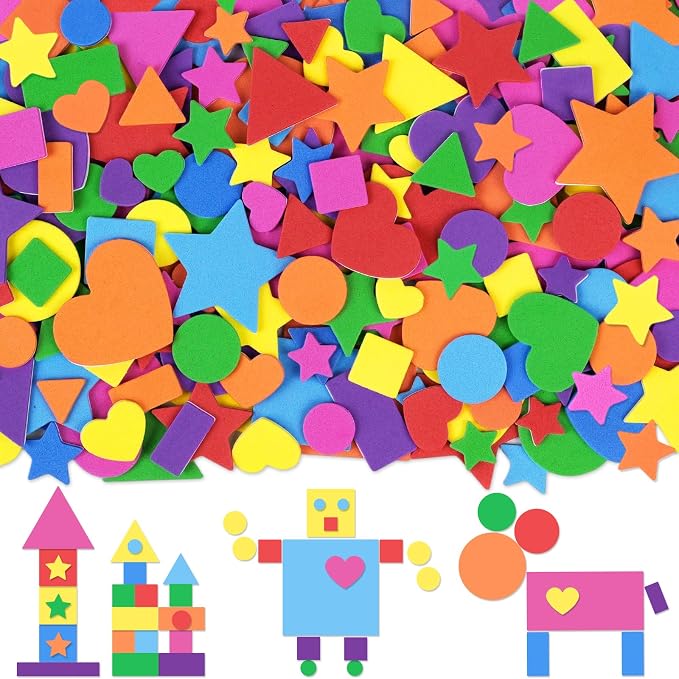 1616Pcs Foam Shape Stickers for Crafts 8Colors Self Adhesive Foam Stickers Star