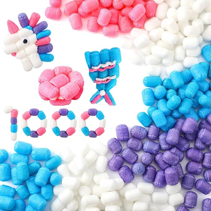 Junkin 1000 Pcs Magic Noodles Foam Crafts Puffs Corn Super Crafts Arts Kit Bulk