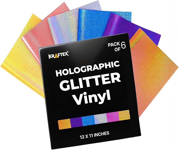 Permanent Glitter Vinyl for Cricut Sparkle Holographic Vinyl Adhesive Sheets