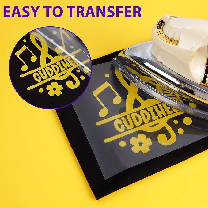 HTVVETUR Yellow HTV Iron on Vinyl 12Inch by 35ft Heat Transfer Vinyl