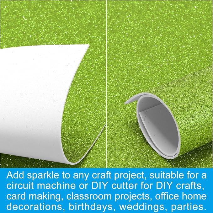 PATIKIL Light Green Shiny EVA Glitter Foam Sheet 11 x 8 Inch 2mm Thick
