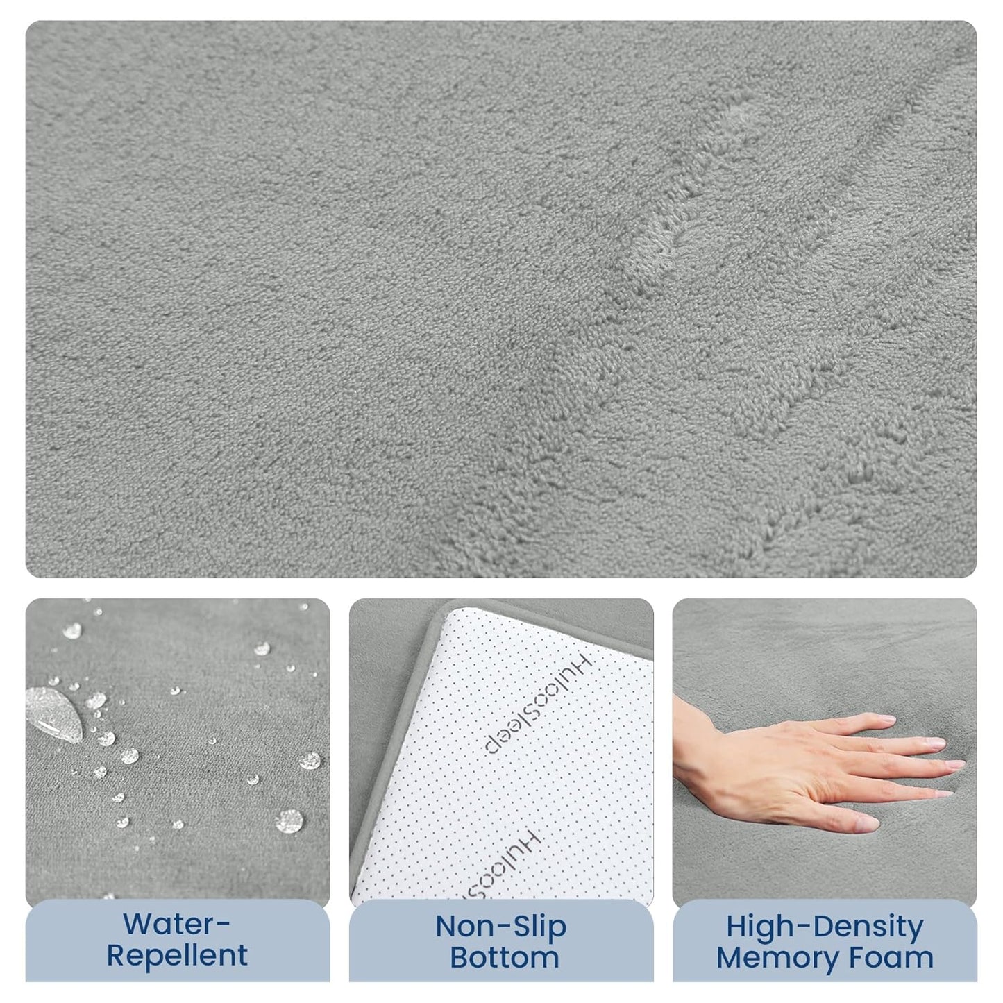 Baby Play Mat for Floor,Extra Large 59"×71" Tummy Time Mat,Thicker Memory Foam Mats for Toddler,Infant,Kid,Water Repellent Ultra Soft Coral Velvet,Non-Slip Backing Safe for Crawling(Light Grey)