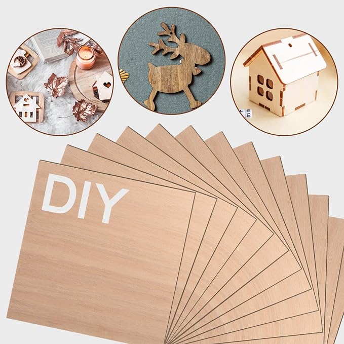 12 Pcs Mahogany Plywood Sheets, School DIY Projects, CNC Cutting, and Wood