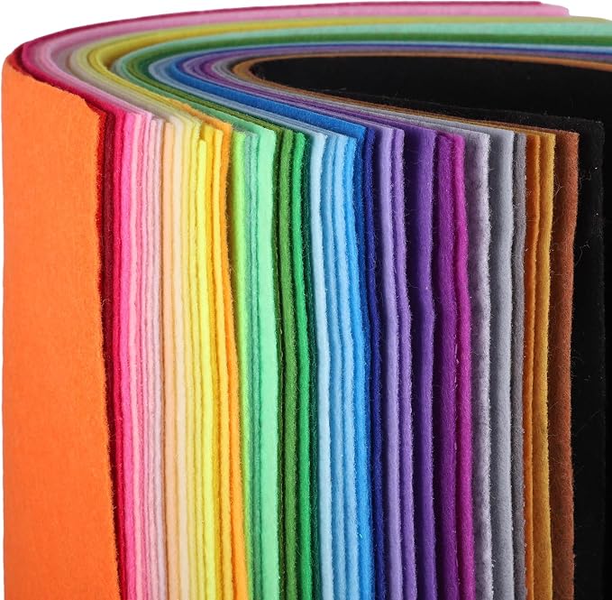 46 Pcs Felt Fabric Sheets, 12 x 12 Inch 46 Colors Felt Pack, 1 mm Thick | Soft
