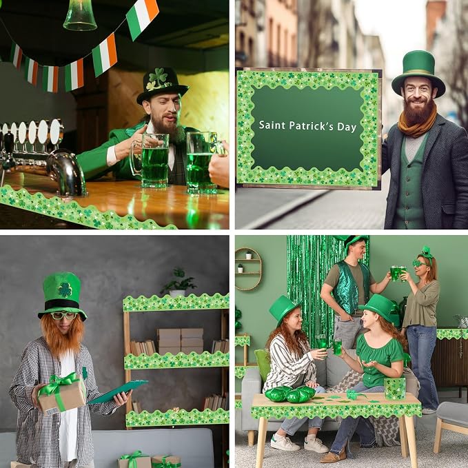 69 Feet St Patricks Day Bulletin Board Decorations Lucky Green Shamrock Clover