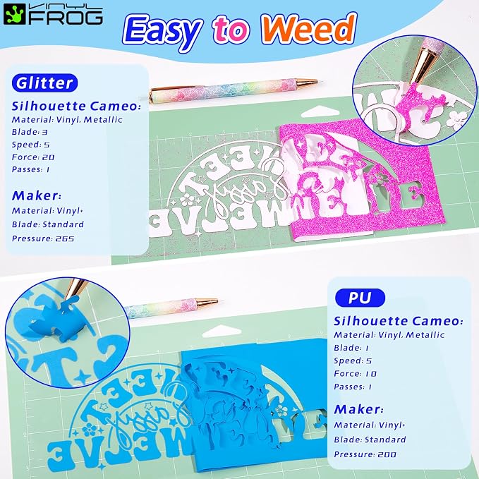 VINYL FROG Neon HTV Vinyl PU Fluorescent and Glitter Heat Transfer Vinyl Bundle