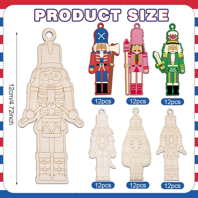 Cinnvoice 60 Pcs Wood Christmas Crafts