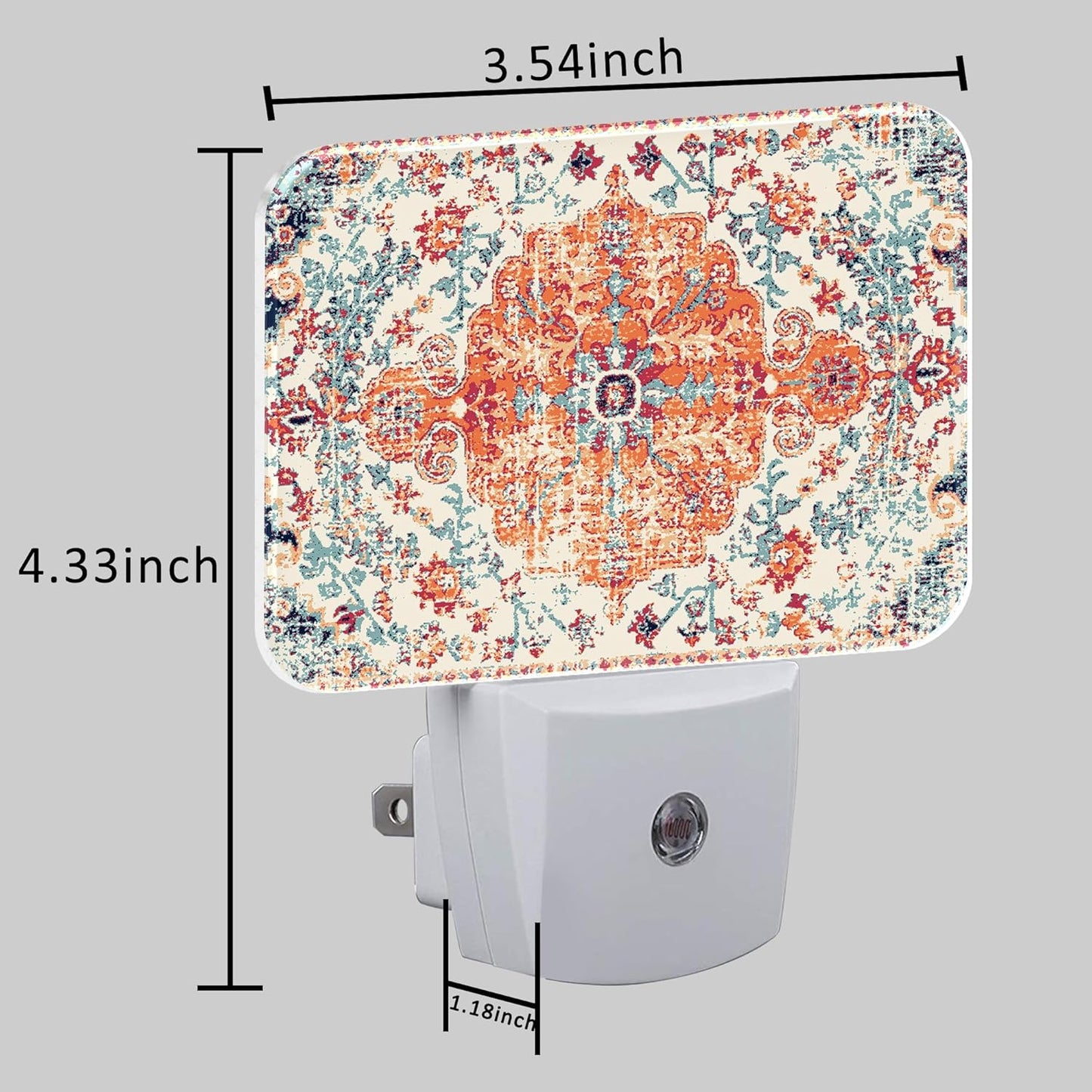 Retro Ethnic Texture Night Light Plug into Wall, Vintage Bohemian Night Light with Dusk to Dawn Sensor for Kid Girls Boys Women Men Bedroom, Hallway, Kitchen, Bathroom, Stairs Decor