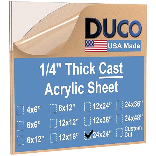 Duco Clear Cast Acrylic Sheets 1/4" Thick 24" x 24"