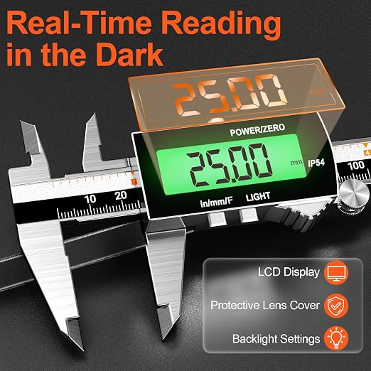 Preciva Backlight Digital Caliper, 6inch IP54 Waterproof Rechargeable