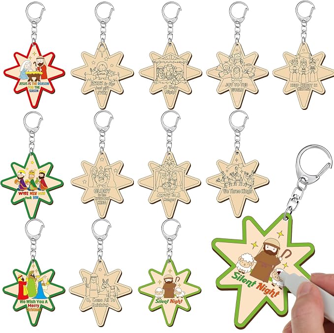 RattanView 24 Pcs Christmas Nativity Crafts Star of Bethlehem Nativity Star