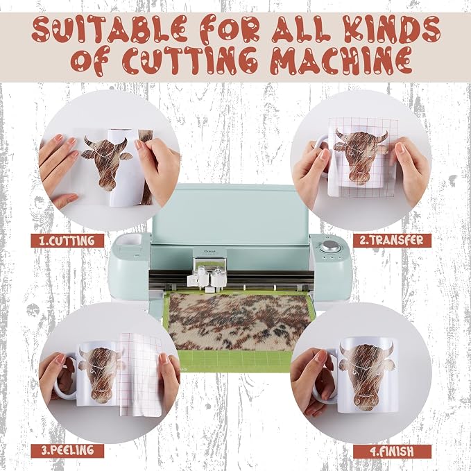 Tintnut Cow Print Permanent Vinyl Roll 12in x 5ft Red Brown Adhesive Vinyl |