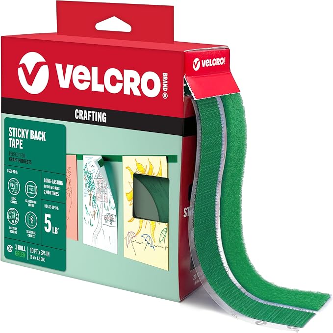 VELCRO Brand Colors | Green Sticky Back Tape | 10ft Roll
