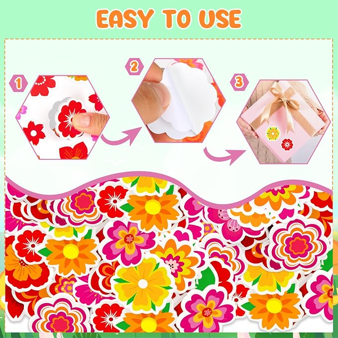 300Pcs Flower Foam Stickers, Self-Adhesive Spring Foam Stickers Colorful Flower