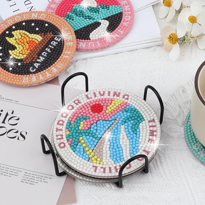 Temlum 6 Pcs Diamond Painting Coasters