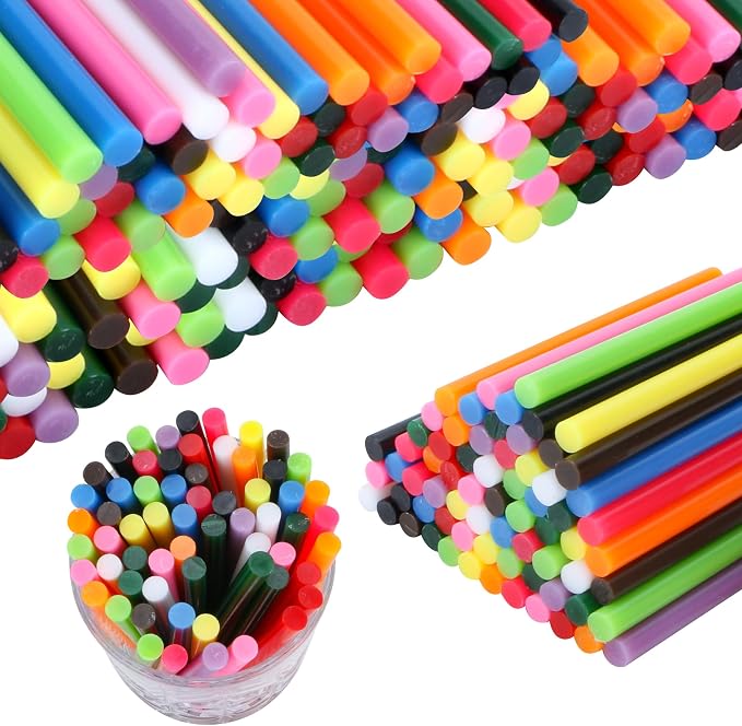 MATUFF Colored Hot Glue Sticks Mini 0.27" x 4" Most Popular 12 Colors EVA Hot