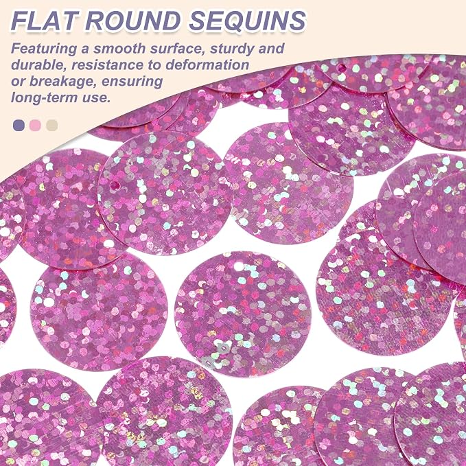MECCANIXITY 700 Pcs Flat Round Sequins 15mm/0.6 Inch Loose Paillettes Craft