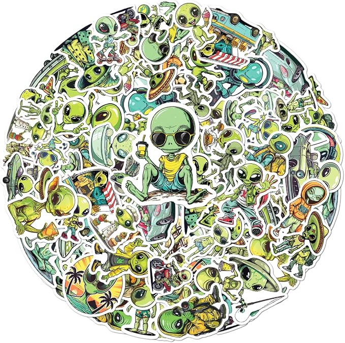 Funny Alien Lifestyle Stickers Pack 50Pcs Cool Vinyl Decals