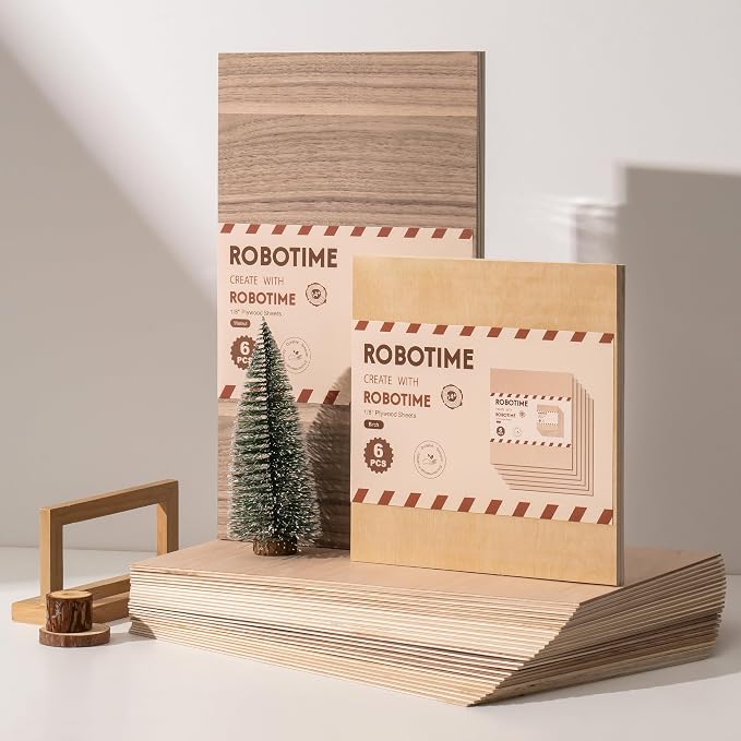 ROBOTIME 3mm Plywood 6 Pcs, 1/8 Maple Plywood