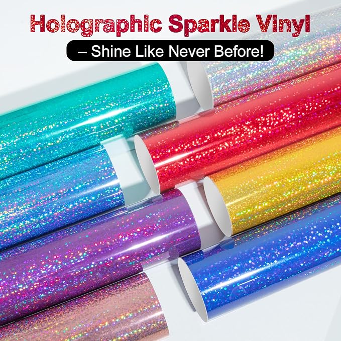 TECKWRAP Sparkle Red Holographic Chrome Vinyl Permanent Adhesive Vinyl 1ft x 5ft