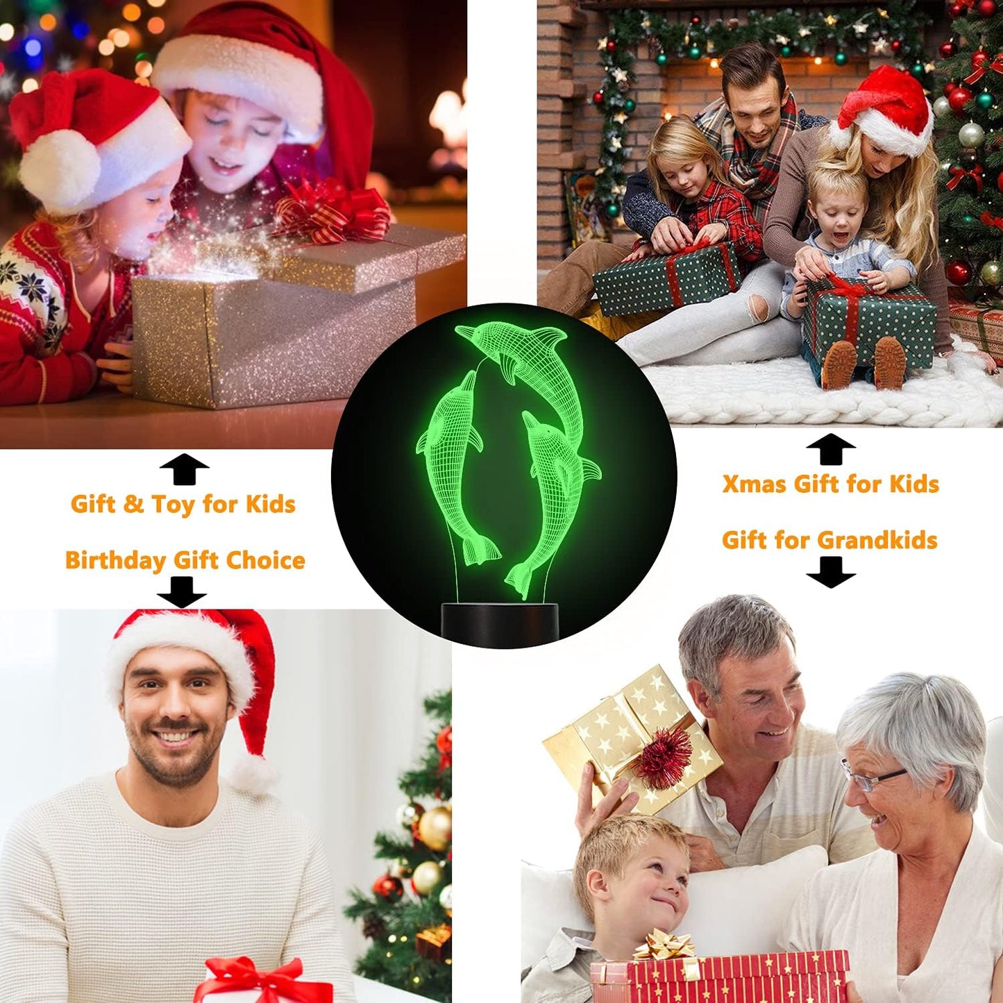 Night Light for Kids Ocean Dolphin 3D Night Light Porpoise Bedside Lamp with Remote Control 16 Color Changing Xmas Halloween Birthday Gift for Child Baby Girl