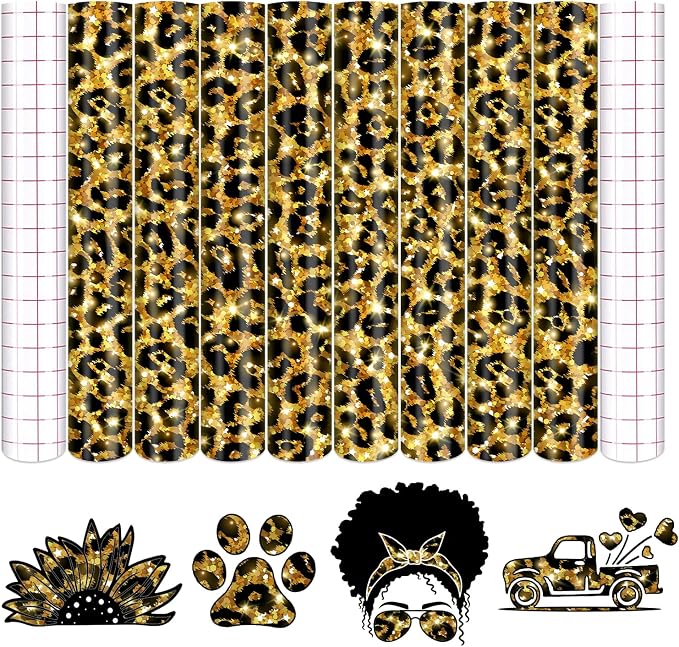Tintnut Leopard Permanent Vinyl 8 Sheets 12x10in Golden Adhesive Vinyl |