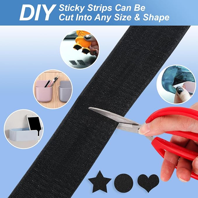 2''×27Ft Black Heavy Duty Hook And Loop Tape Adhesive, No Punching Picture Wall
