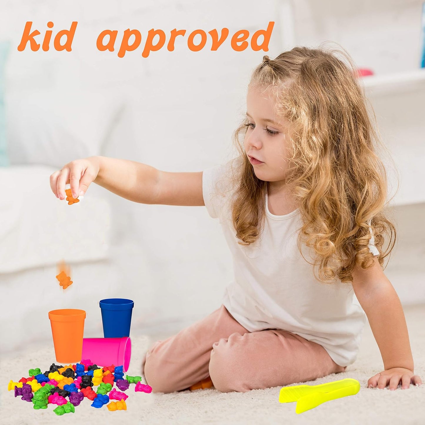 Colorful Counting Bears with Matching Cups - 80 Bears - Sort, Count & Color Recognition Learning Toy for Toddler & Kids - Montessori Education - Preschool Game